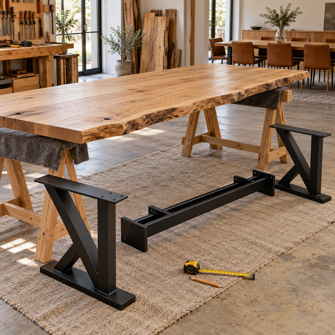 Metal table legs for a solid-wood top: what to check before drilling