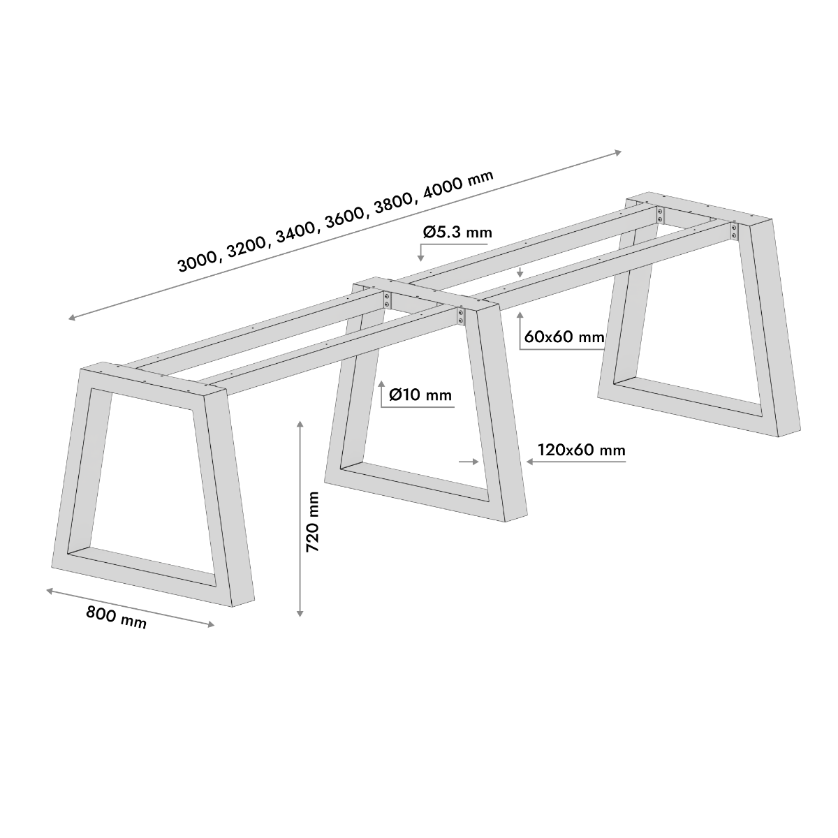 Noge za stol Nemesis Extreme Long